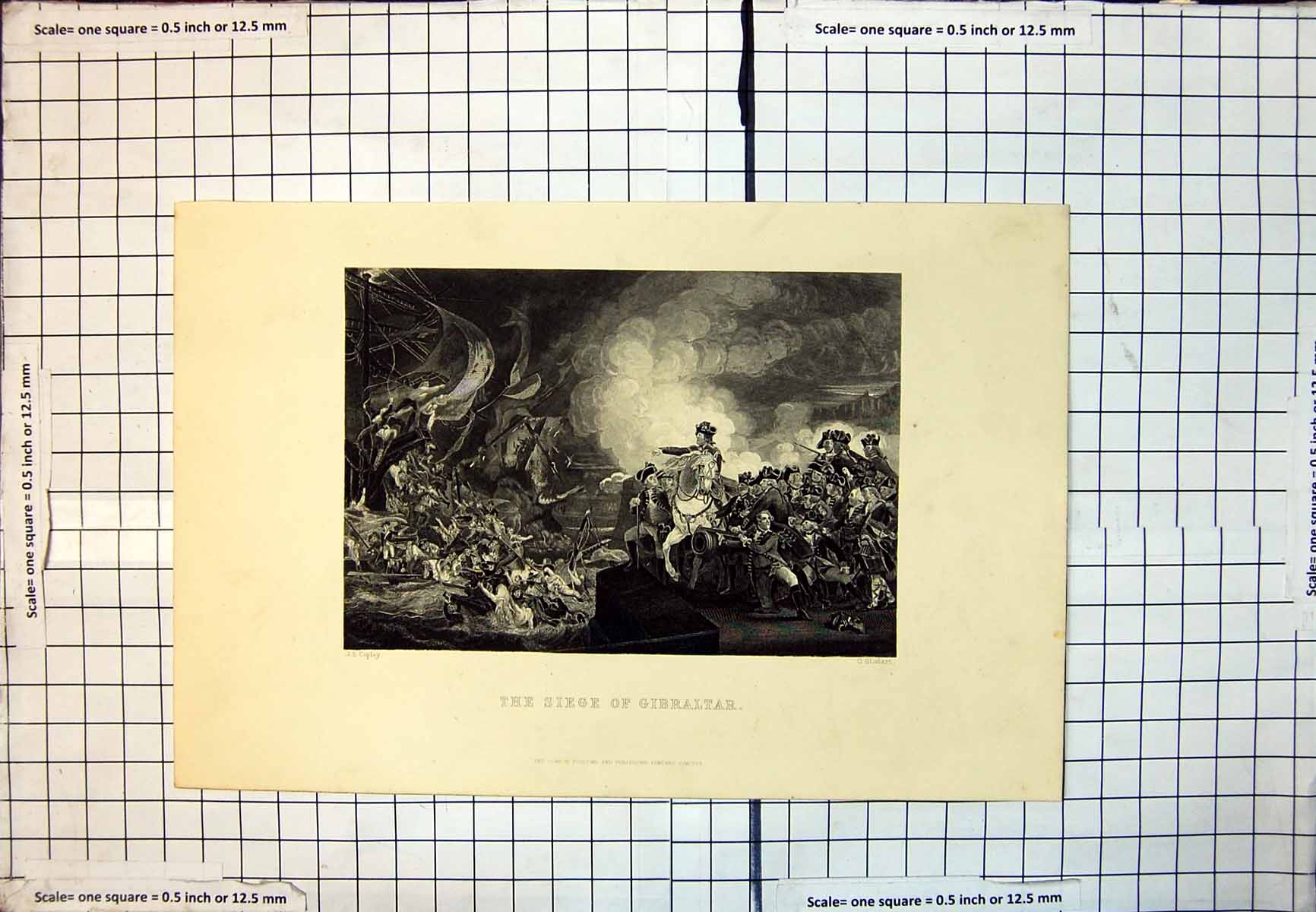 Antique Print The Siege Gibralter Ships Heavy Guns Gunfire Smoke Siers 141J