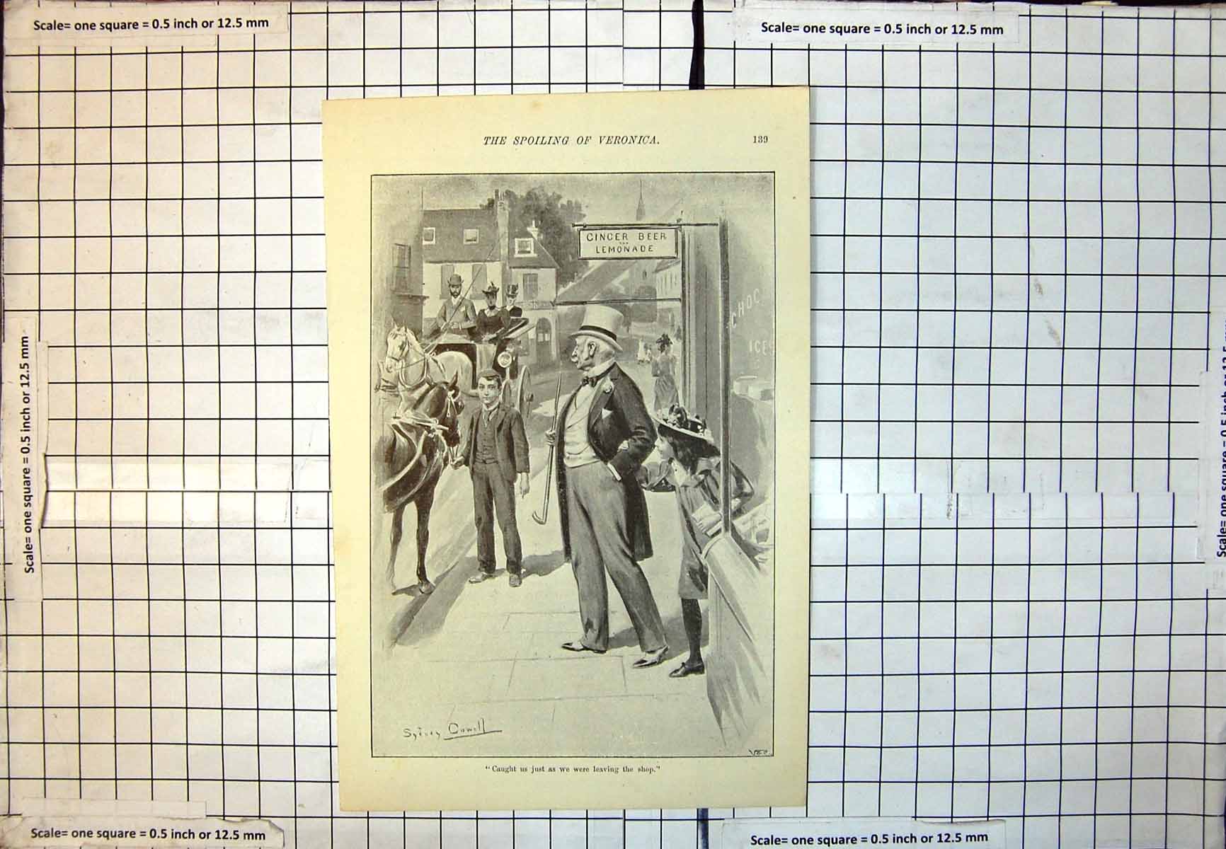 Old Illustration Spoiling Veronica Girl Elderly Gentleman Sweet Shop 170J