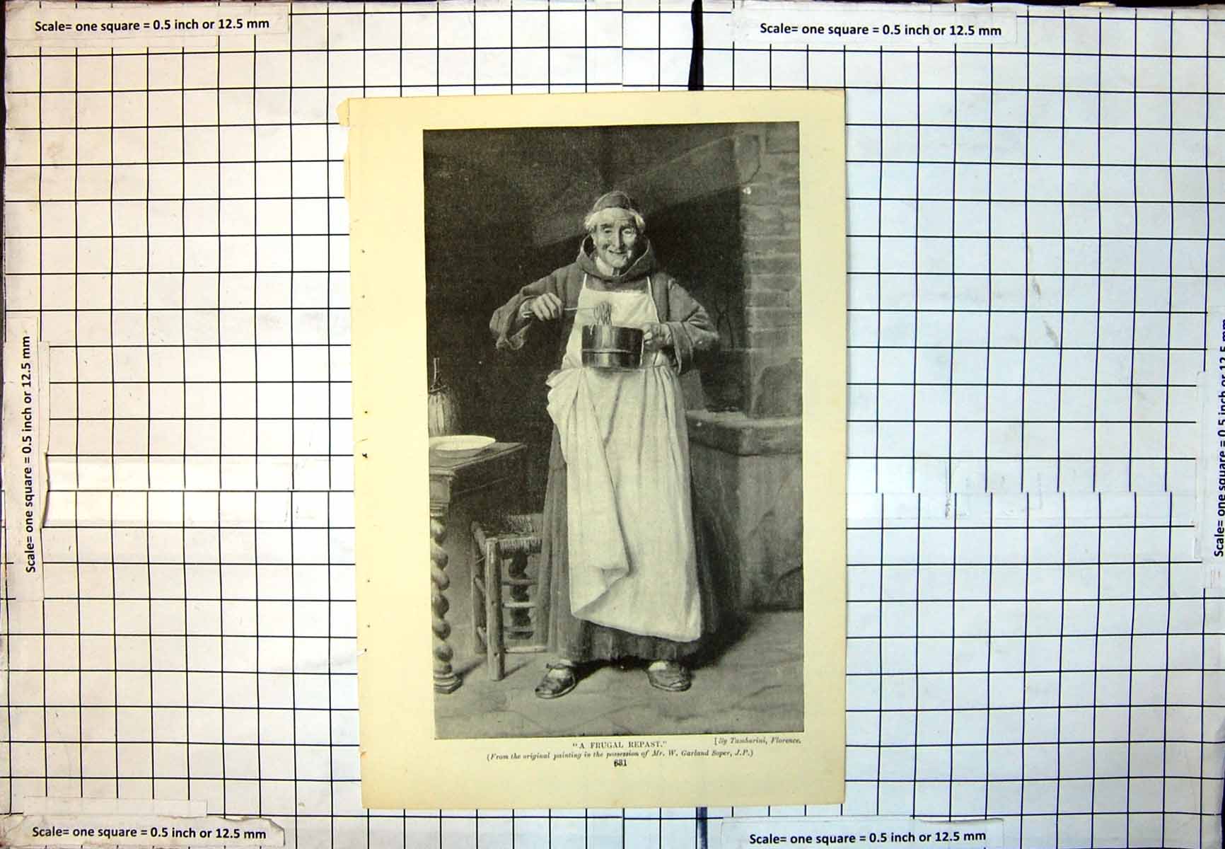 Print A Frugal Repast By Tamburini Florence Pan Pasta Elderley Gentleman 174J