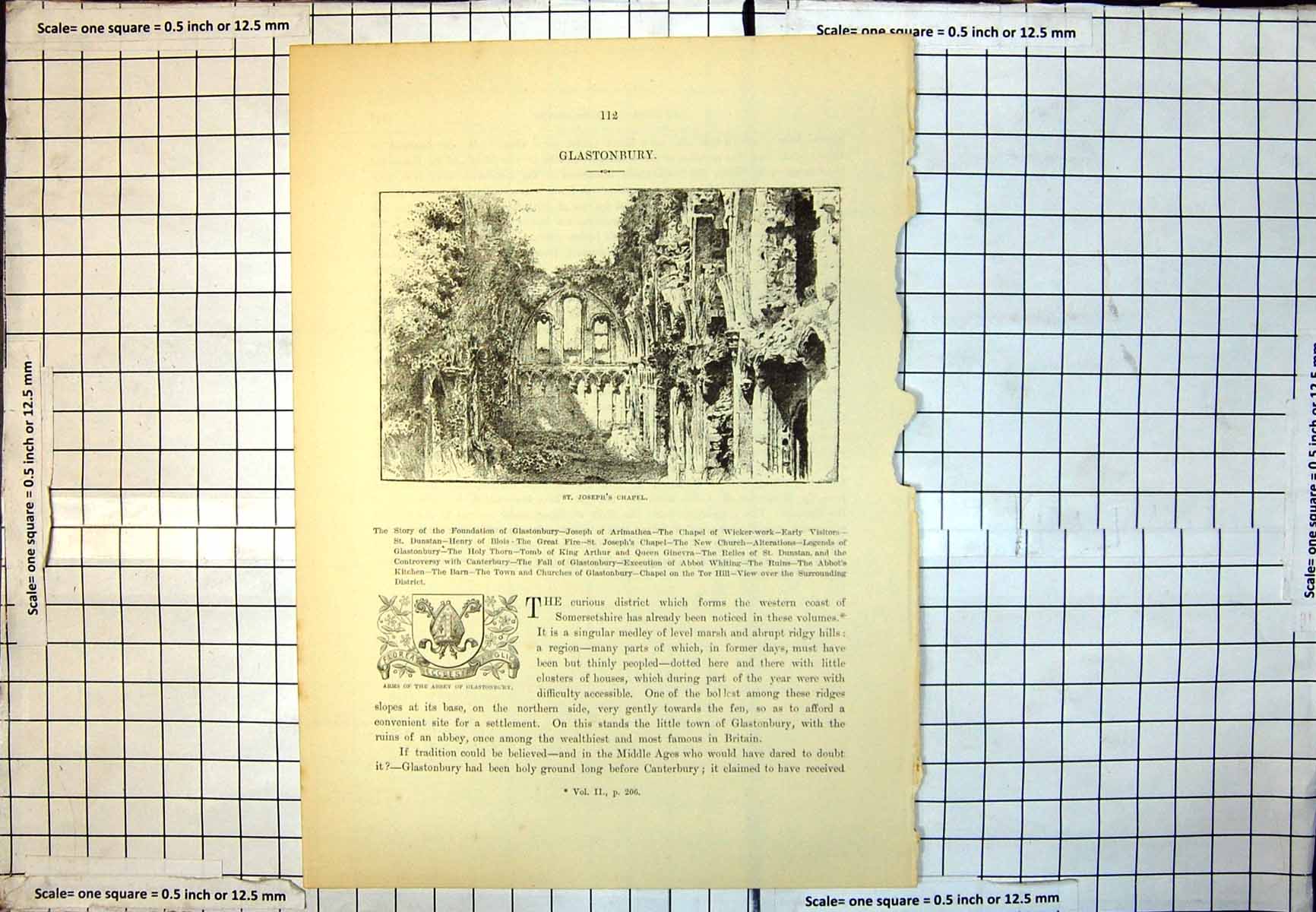Old St. Joseph'S Chapel Glastonbury Ruinous Arched Windows Foliage 181J 19th