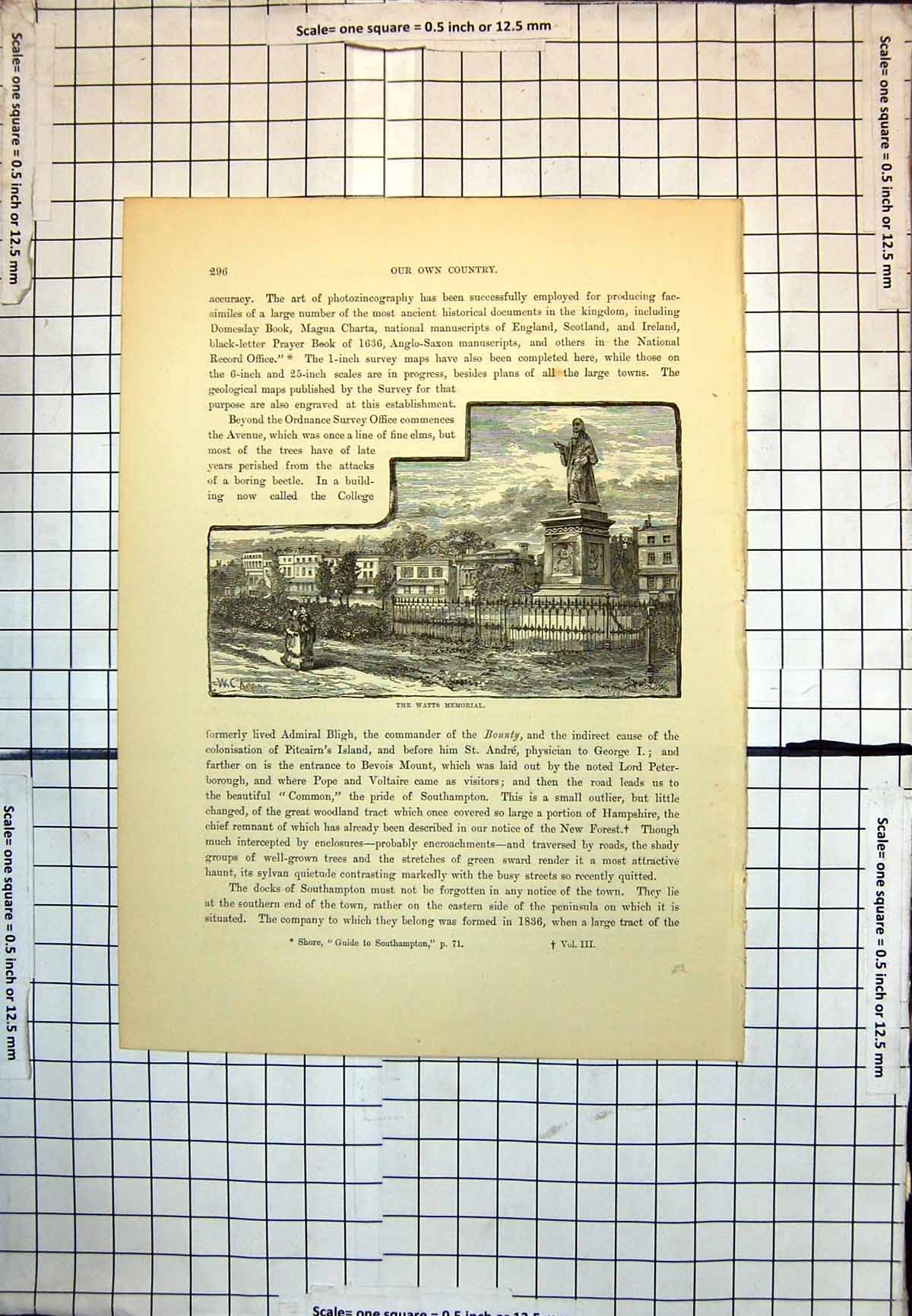 Old The Watts Memorial W.C. Keene Statue Railings People Southampton 191J 20th