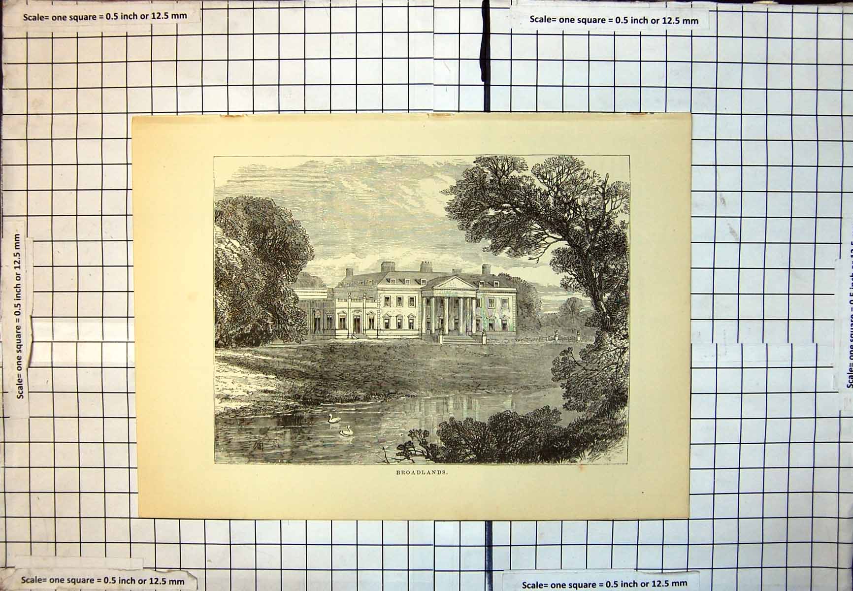 Old Broadlands View Exterior House Across Pond Swans Trees Steps 194J 20th