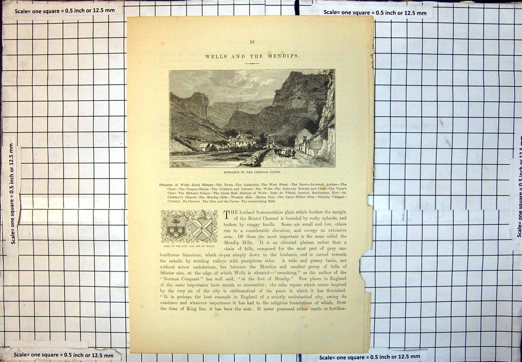 Antique Print Entrance To Cheddar Cliffs Houses Base Man Driving Cattle 224J