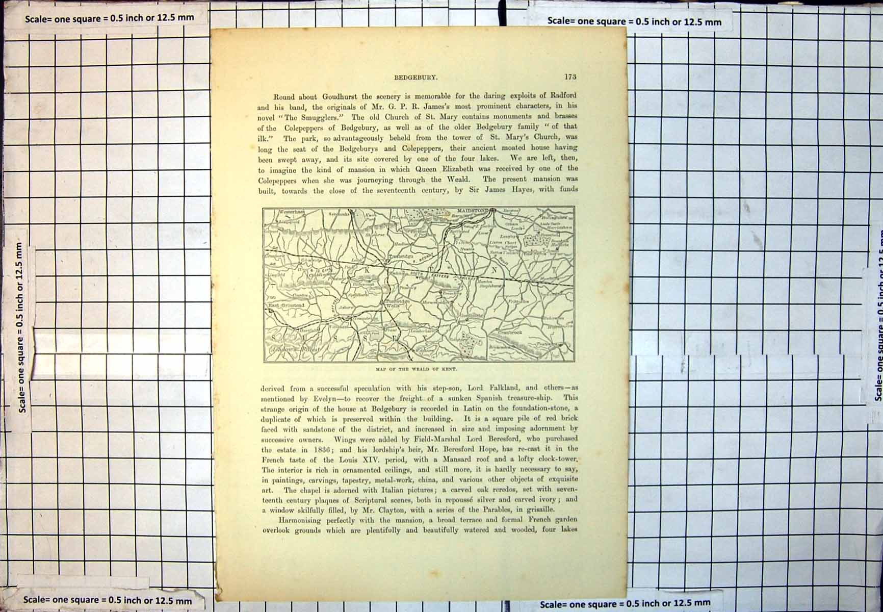 Old Map Weald Kent Ashdown Forest South Eastern Railway Maidstone 233J