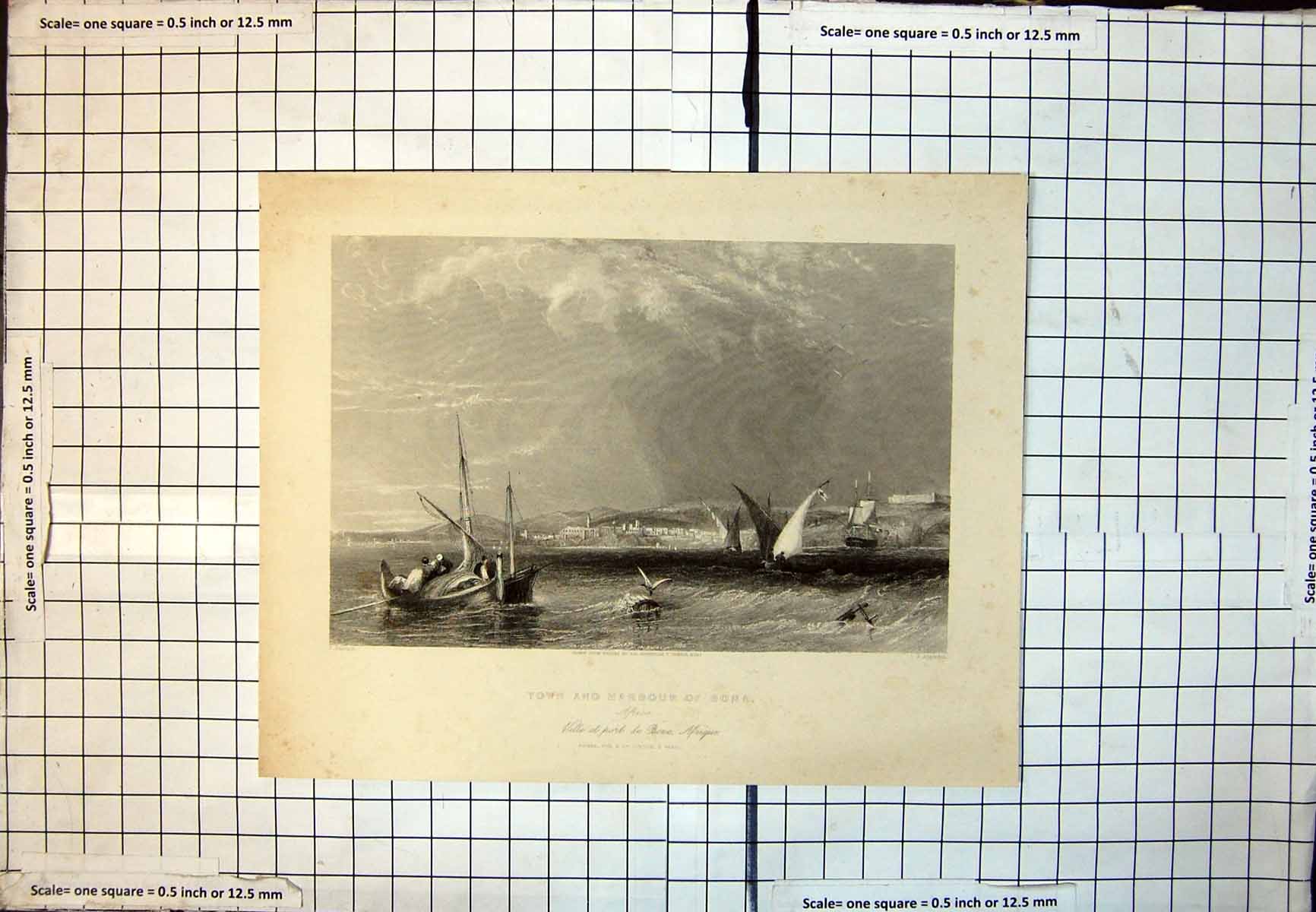 Old Town Harbour Bona Africa Sail Boats Ship Coastline Rounded Hills 345J