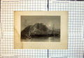 Old Print Mount Casius From Sea Rocky Cliff Face Water Sailing Boats 349J