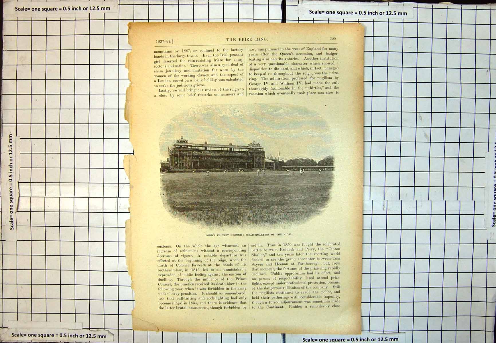 Old Lord'S Cricket Ground Head-Quarters M.C.C. Match In Play 1837 353J Victorian