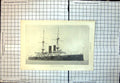 Old Print H.M.S. London First Class Battle-Ship Two Masts At Sea Calm Water 355J