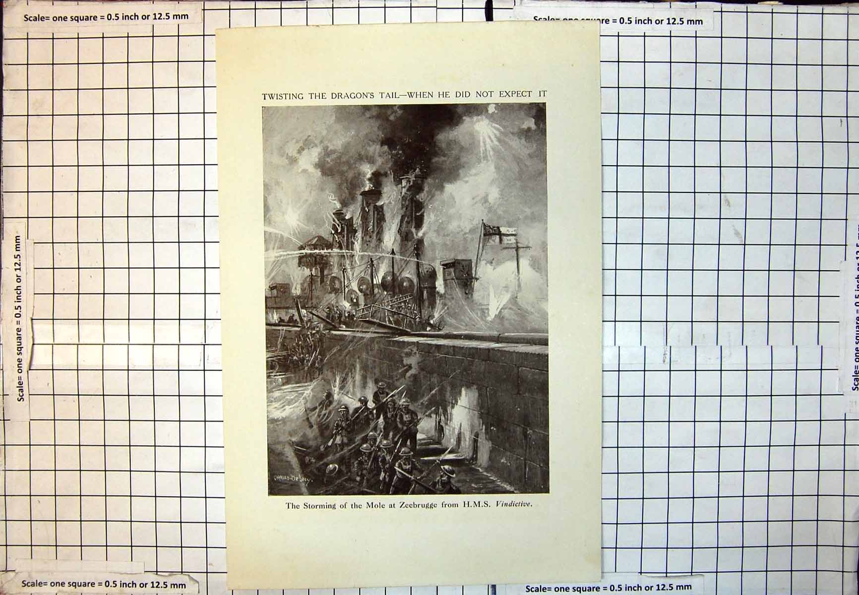 Old Storming Mole Zeebrugge From H.M.S. Vindictive Charles Delacy 373J