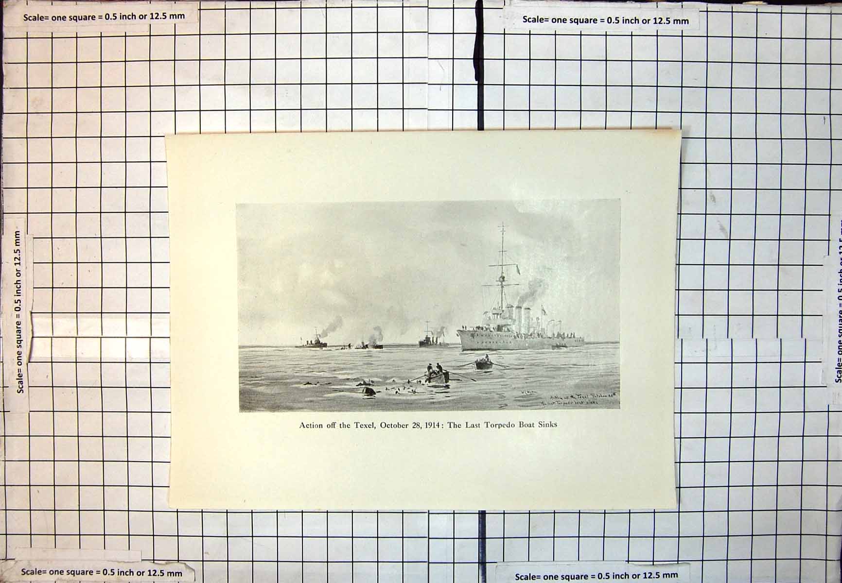 Old Action Off Texel October 28Th Last Torpedo Boat Sinks Wl Wyllie 374J