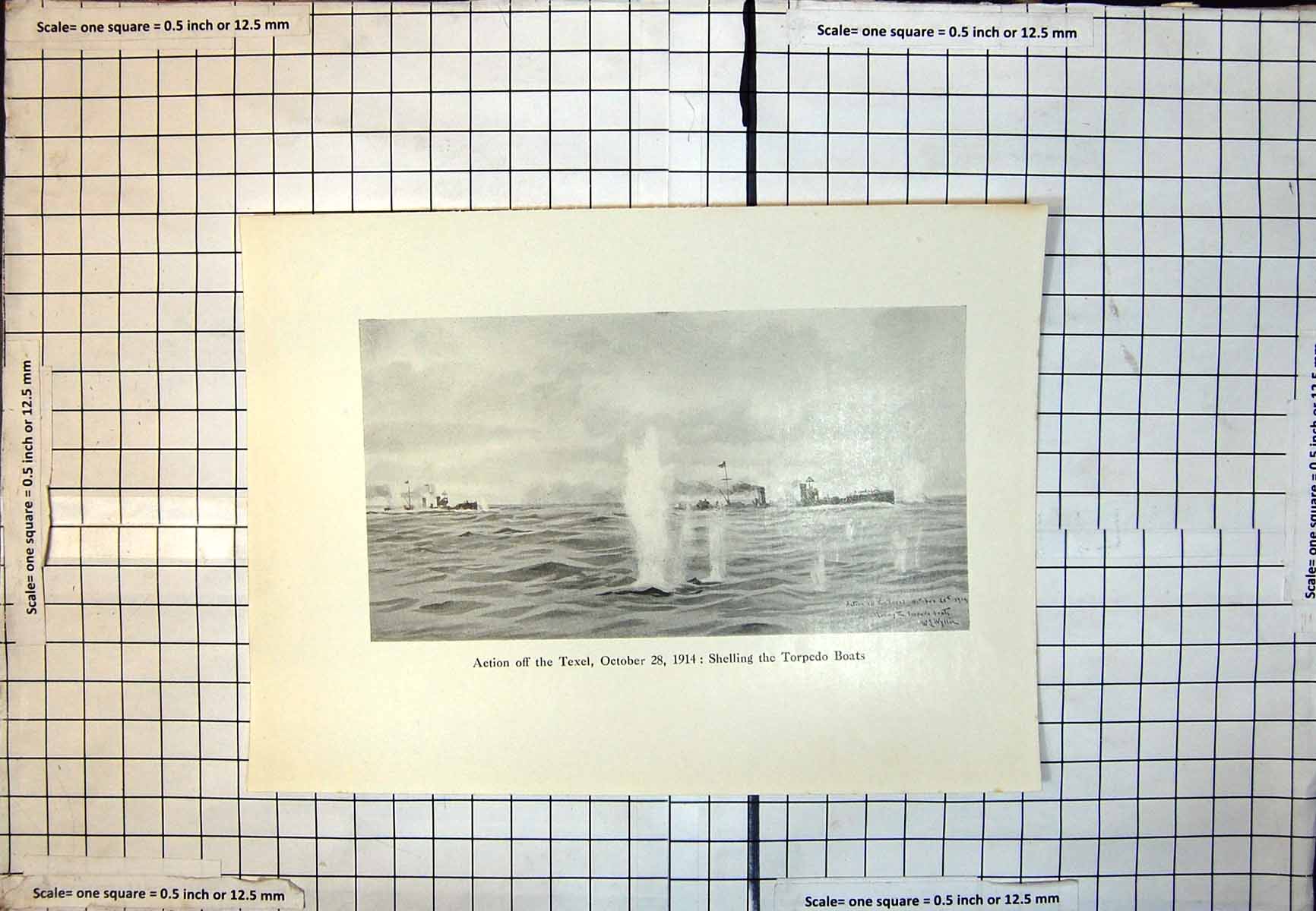 Old Action Off Texel October 28Th Shelling Torpedo Boats Wl Wyllie 375J