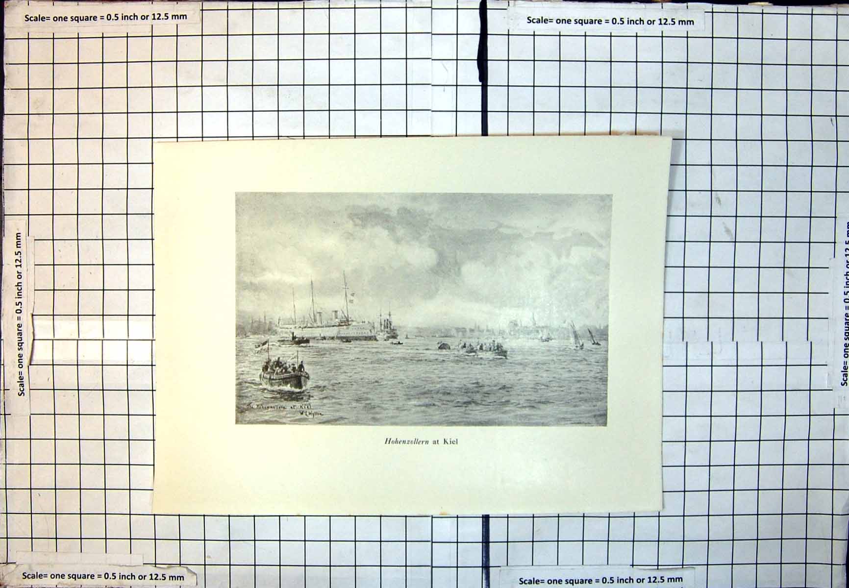 Old Hohenzollern Kiel Church Spires Beyond Smaller Boats Wl Wyllie 377J