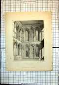 Original Old Antique Print Darlington Church South Transept R Billings G Smith