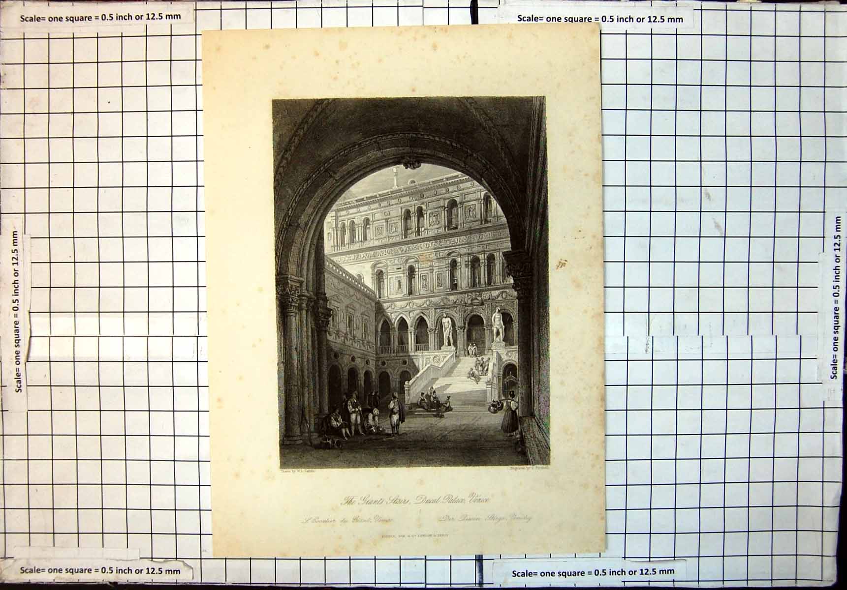 Old Antique Print Giants Stairs Ducal Palace Venice W Leitch T Turnbull