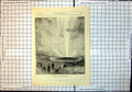 Original Old Antique Print Eruption Great Geyser Iceland