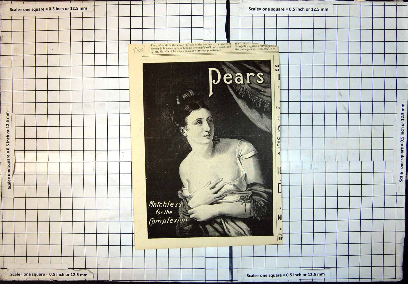 Original Old Antique Print Advert Pears Soap Matchless For Complexion