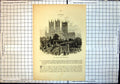 Original Old Antique Print Cathedral Lincoln From South West