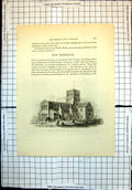 Original Old Antique Print New Shoreham Church