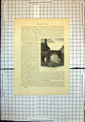 Original Old Antique Print Roman Gate Lincoln Arch
