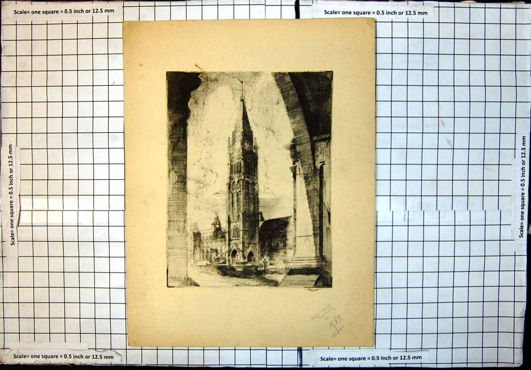 Original Old Antique Print Peace Tower Ottawa Canada