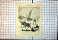 Original Old Antique Print Ice Yachting Canada Reindeer Sleigh Ice Skaters 1897