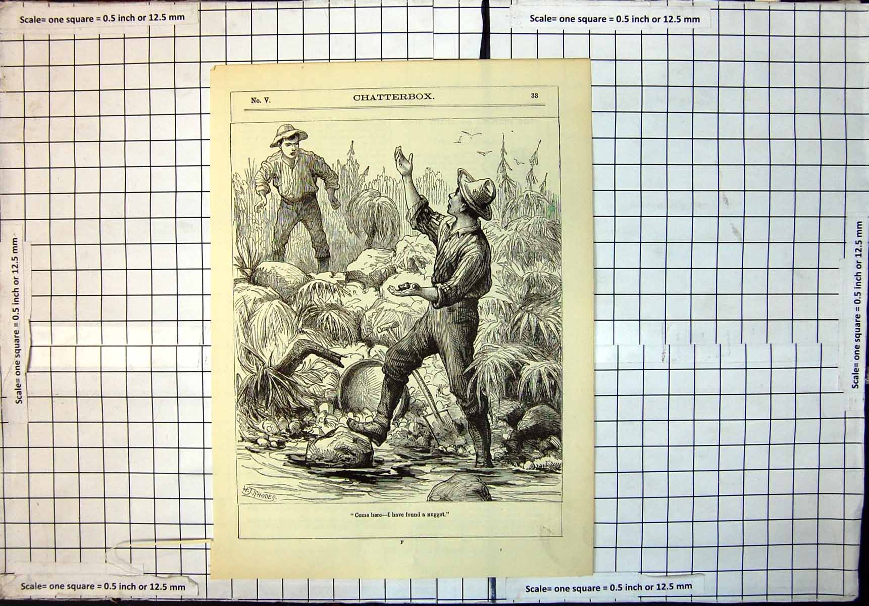 Antique Print Come Here I Have Found Nugget Digging GStream Black Rock Hill