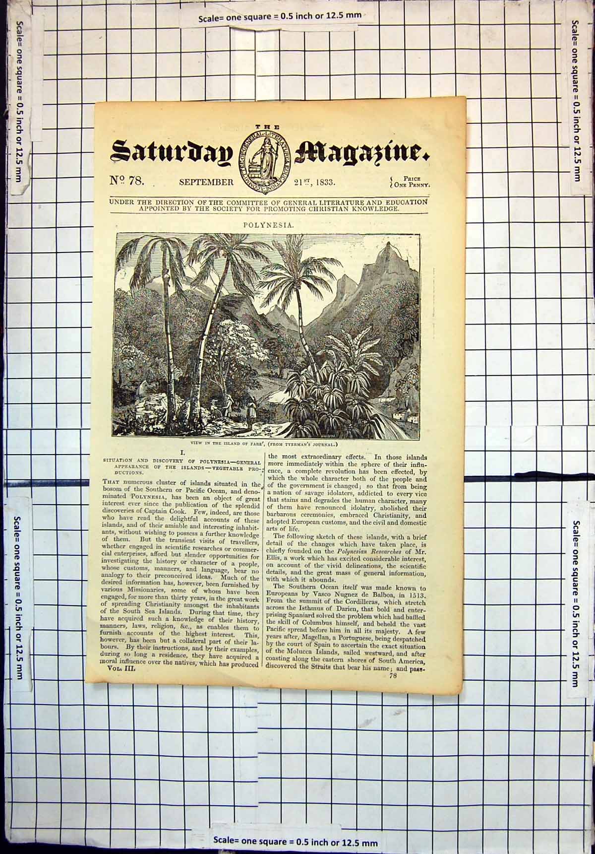 Old Polynesia View Island Fare Palm Trees Mountains Tyermans Journal1