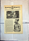 Old Print Polynesia Scene Island Radak Carik Chief Romanzoff Islands 1833 19th