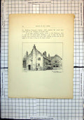 Original Old Antique Print Cottages Church Street Hunslet