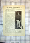 Original Old Antique Print Eleventh Australian Eleven W Brockwell