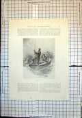 Antique Print Autumn Pike Perch Fishing Fairly Hooked Fishermen Boat Perch