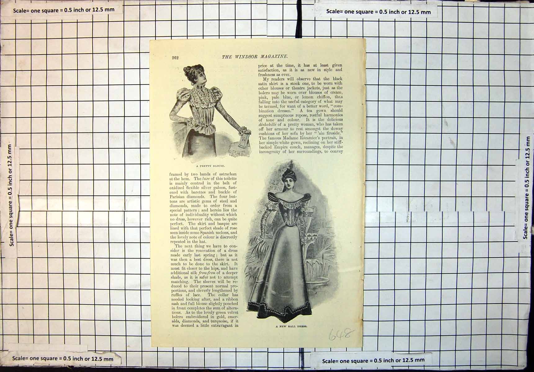 Antique Old Print Pretty Blouse New Ball Dress Tea Gown Tailor Built Costume