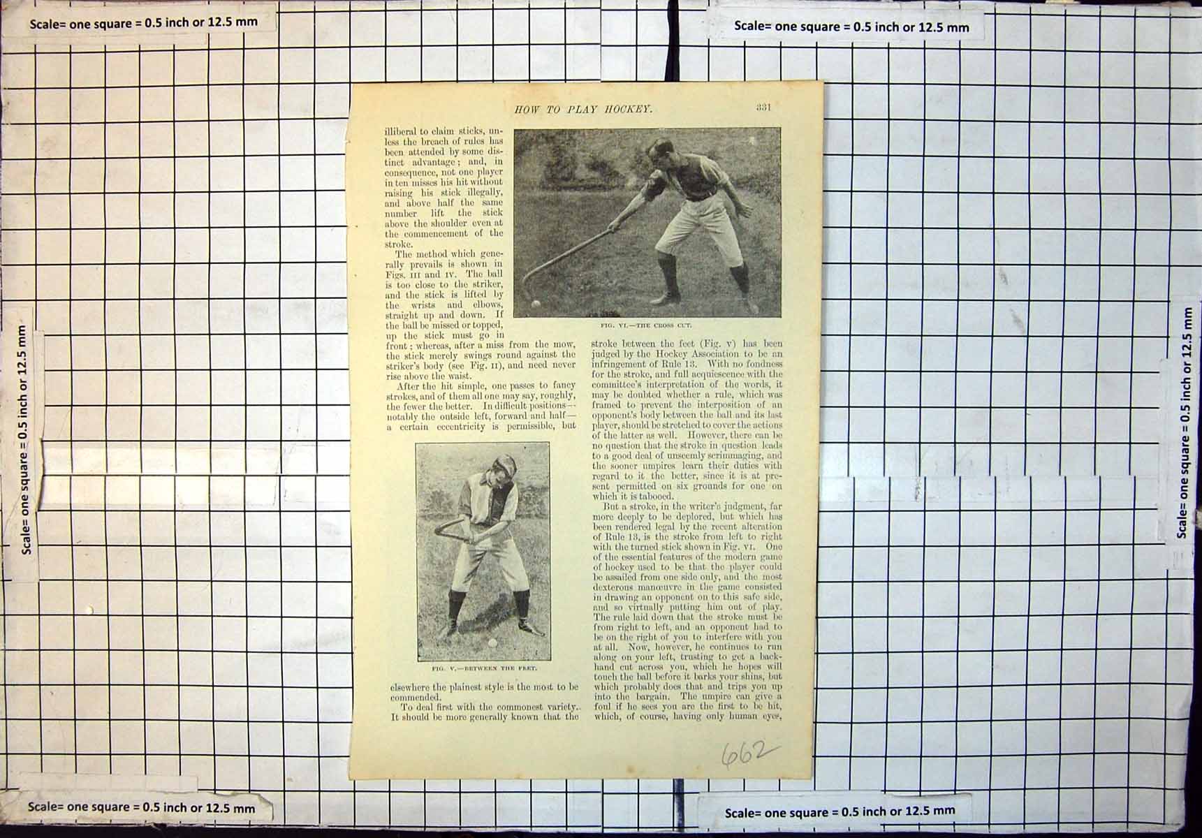 Antique Old Print How Play Hockey Cross Cut Between Feet Behind Back Lunge