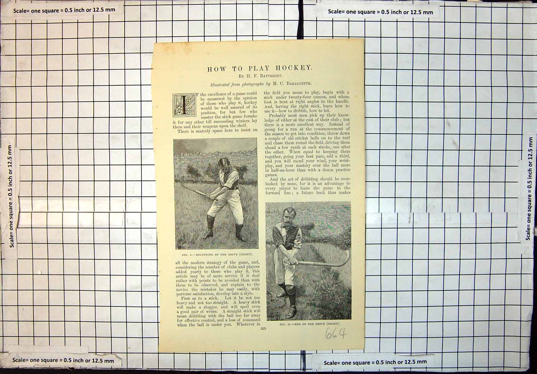 Original Old Antique Print How Play Hockey Beginning Drive End Right Wrong