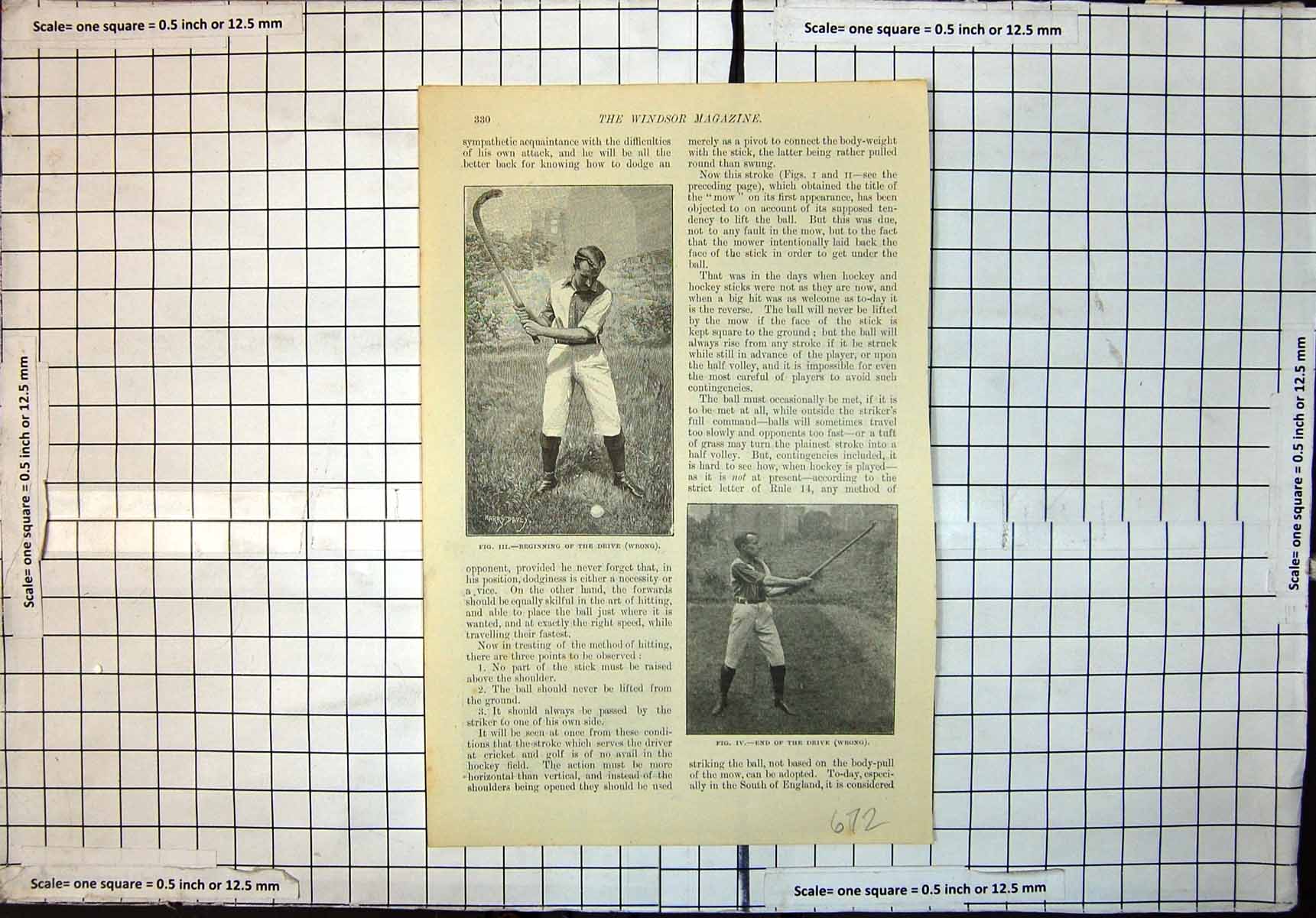Original Old Antique Print How To Play Hockey Beginning End Drive Wrong Right