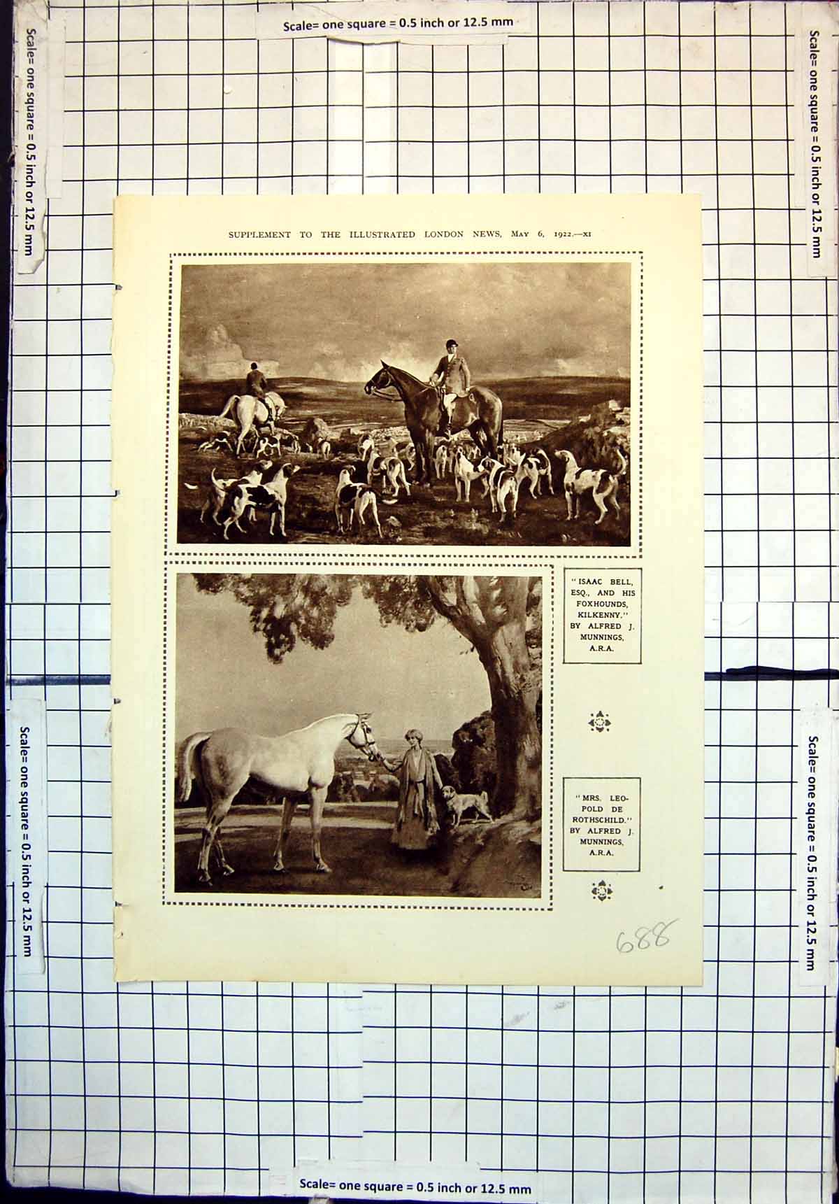 Antique Print Isaac Bell Foxhounds Mrs LeopDe Rothschild G Bernard Shaw 192