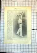 Original Old Antique Print Cricket England Australia Blythe William Gunn