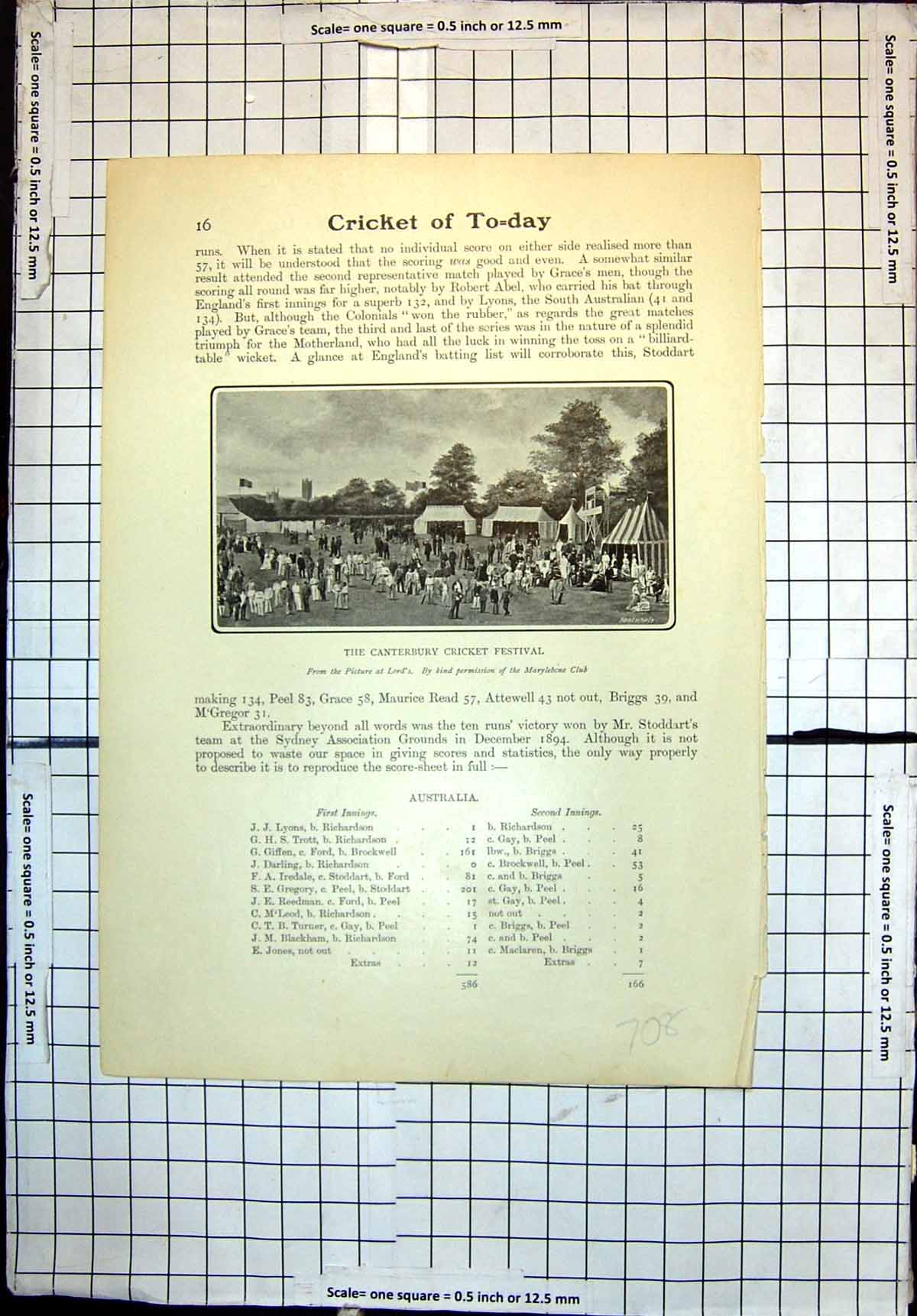 Old Canterbury Cricket Festival England Australia W Rhodes T Russell