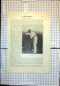 Original Old Antique Print Municipal Cricket Albert Ward Mr F G J Ford
