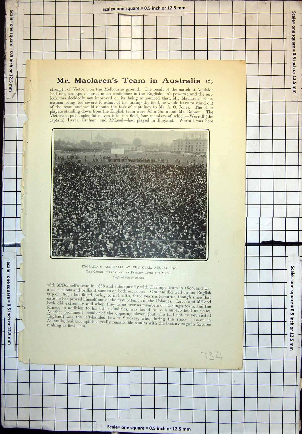 Old England V Australia Oval 1896 Crowd Pavilion After Match W Quaife Victorian