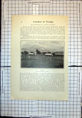 Original Old Antique Print Cricket Lords Melbourne English Team Going Field