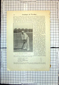 Original Old Antique Print Cricket C E De Trafford Book Cricket Bland