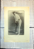 Original Old Antique Print Cricket Brockwell Gunn Shrewsbury