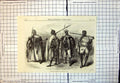 Antique Old Print Abyssinian Warriors Spears Rifles Shields Bare Foot 1867 19th