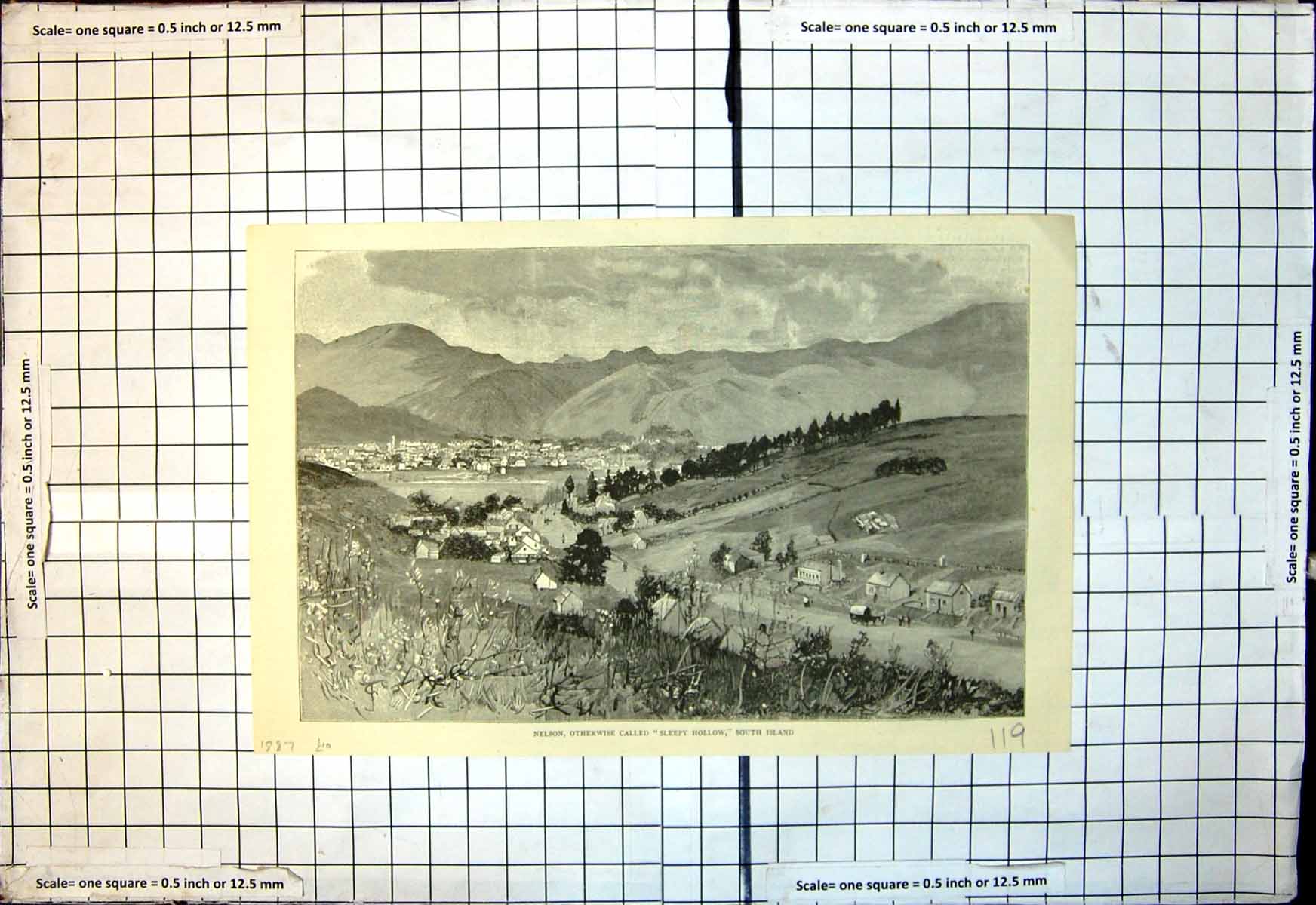 Old Antique Print Nelson Otherwise Called Sleepy Hollow South Island 1887 19th