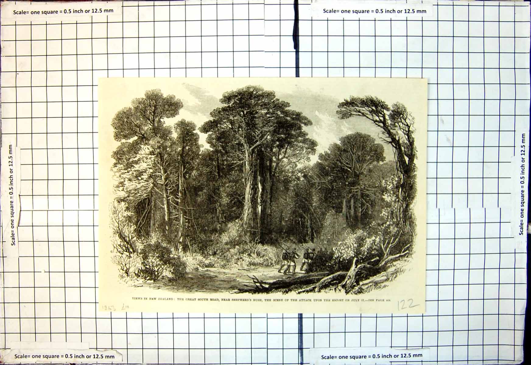 Old Great South Road Shepherds Bush Scene Attack Escort N Zealand 1863 19th