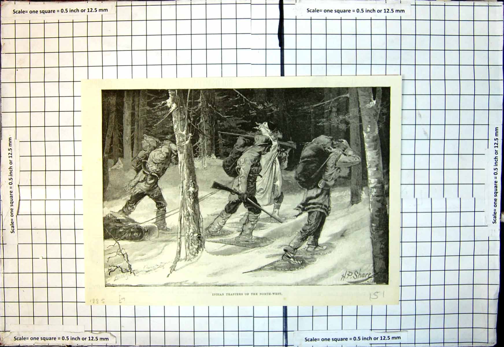 Old Indian Trappers North West Forest Snow Shoes Rifles H Share 1885 Victorian