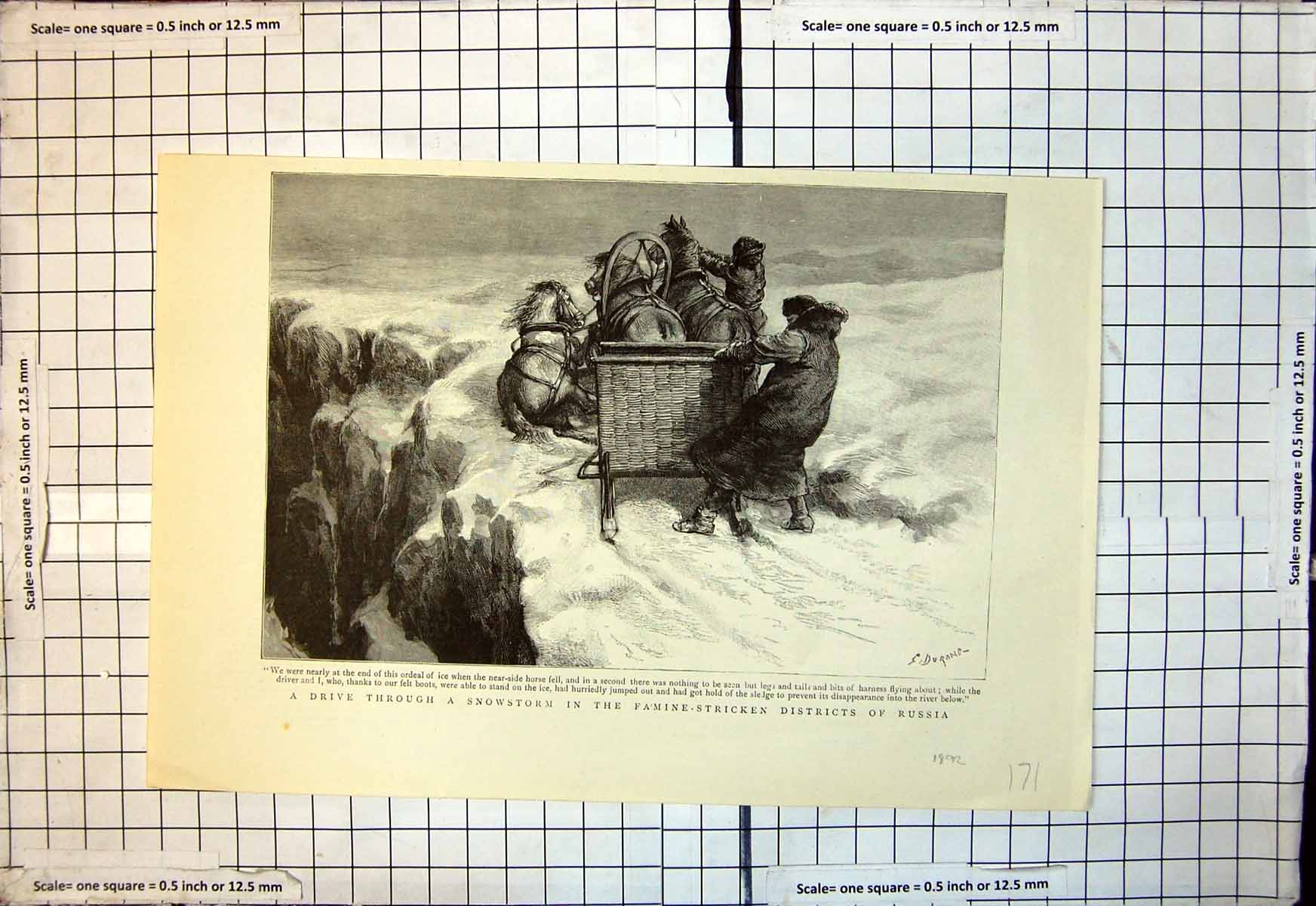 Antique Print Drive Through Snowstorm Famine Stricken Districts Russia 1892