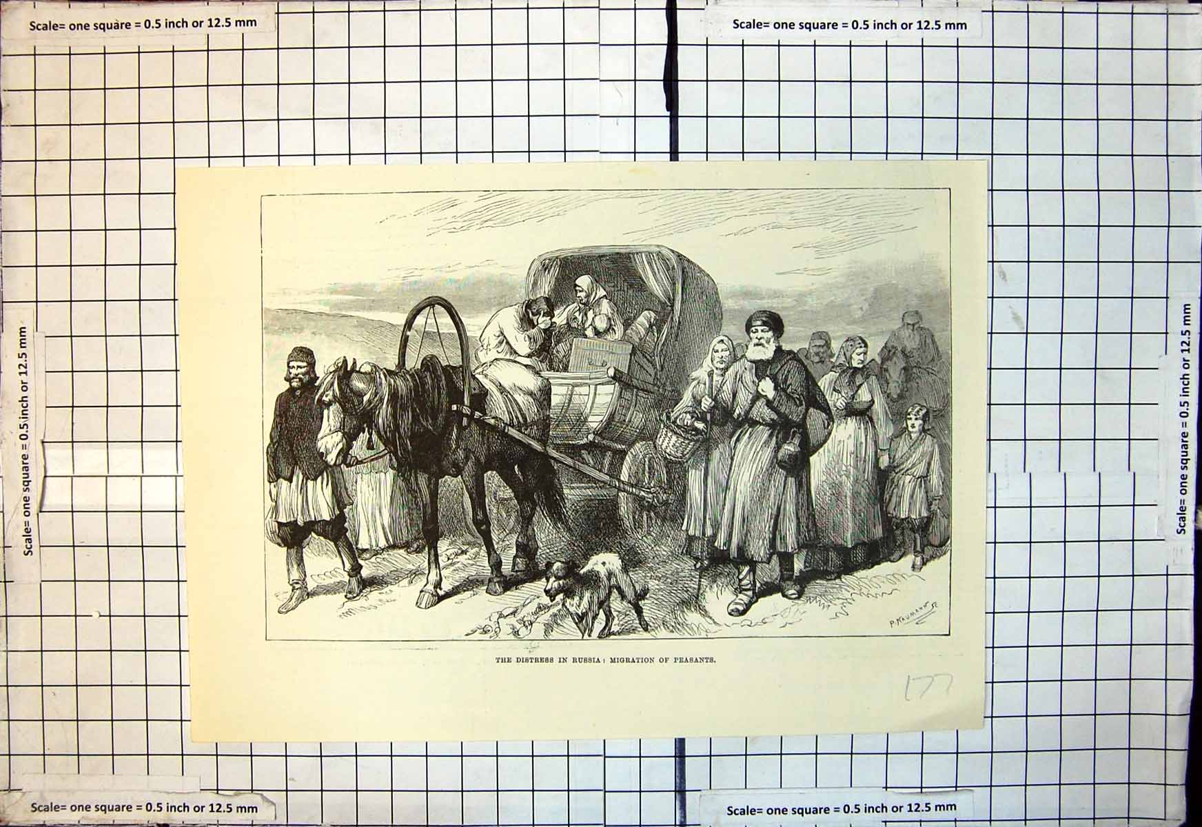 Old Distress Russia Migration Peasants Horse Carriage P Naumann 1891 Victorian