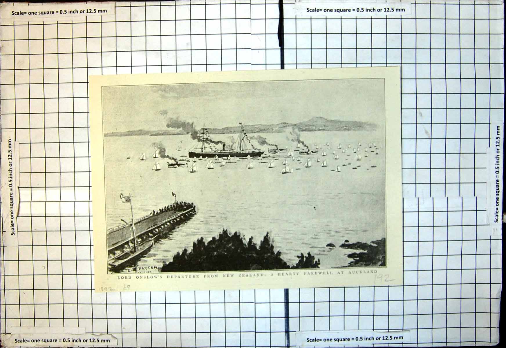 Old Print Lord Onslows Departure New Zealand Hearty Farewell Auckland1892 19th